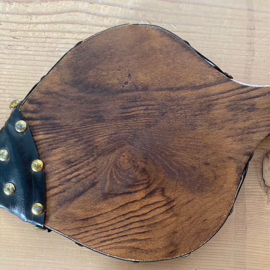 Wooden Vintage Bellows Blower With Leather, Copper Tip, Brass Hobnails, 1970s