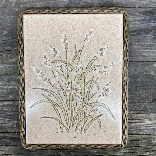 Vintage Wicker Framed Tile Coaster, Hot Pot Stand