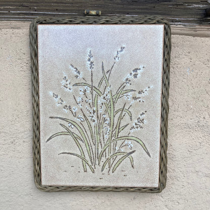 Vintage Wicker Framed Tile Coaster, Hot Pot Stand