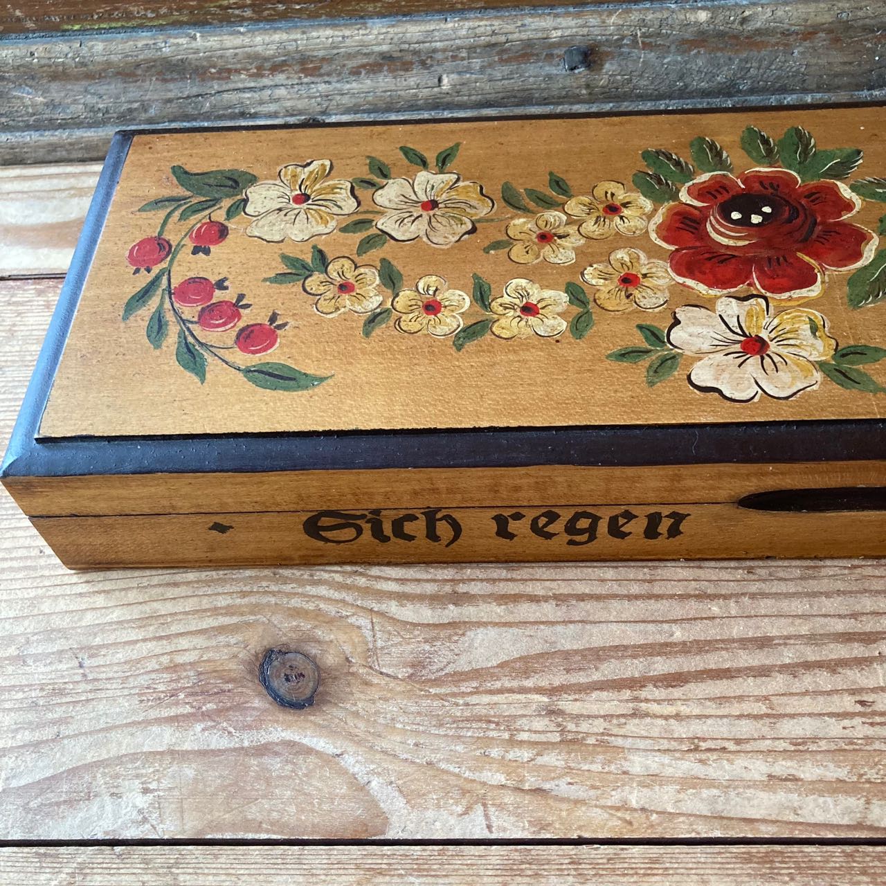 Vintage Floral Swiss Folk Art Pencil Case