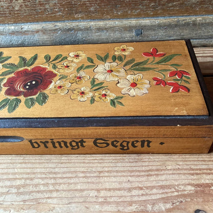 Vintage Floral Swiss Folk Art Pencil Case