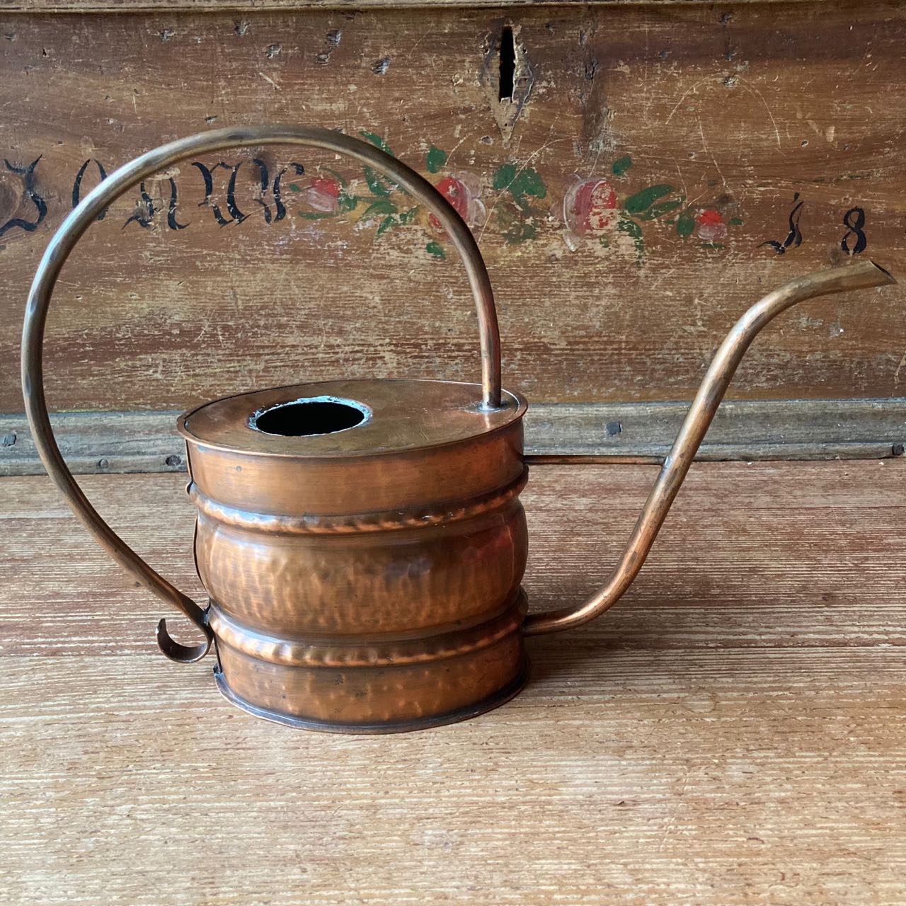 Vintage Hand Crafted Copper Watering Can, Swiss Made 1960s