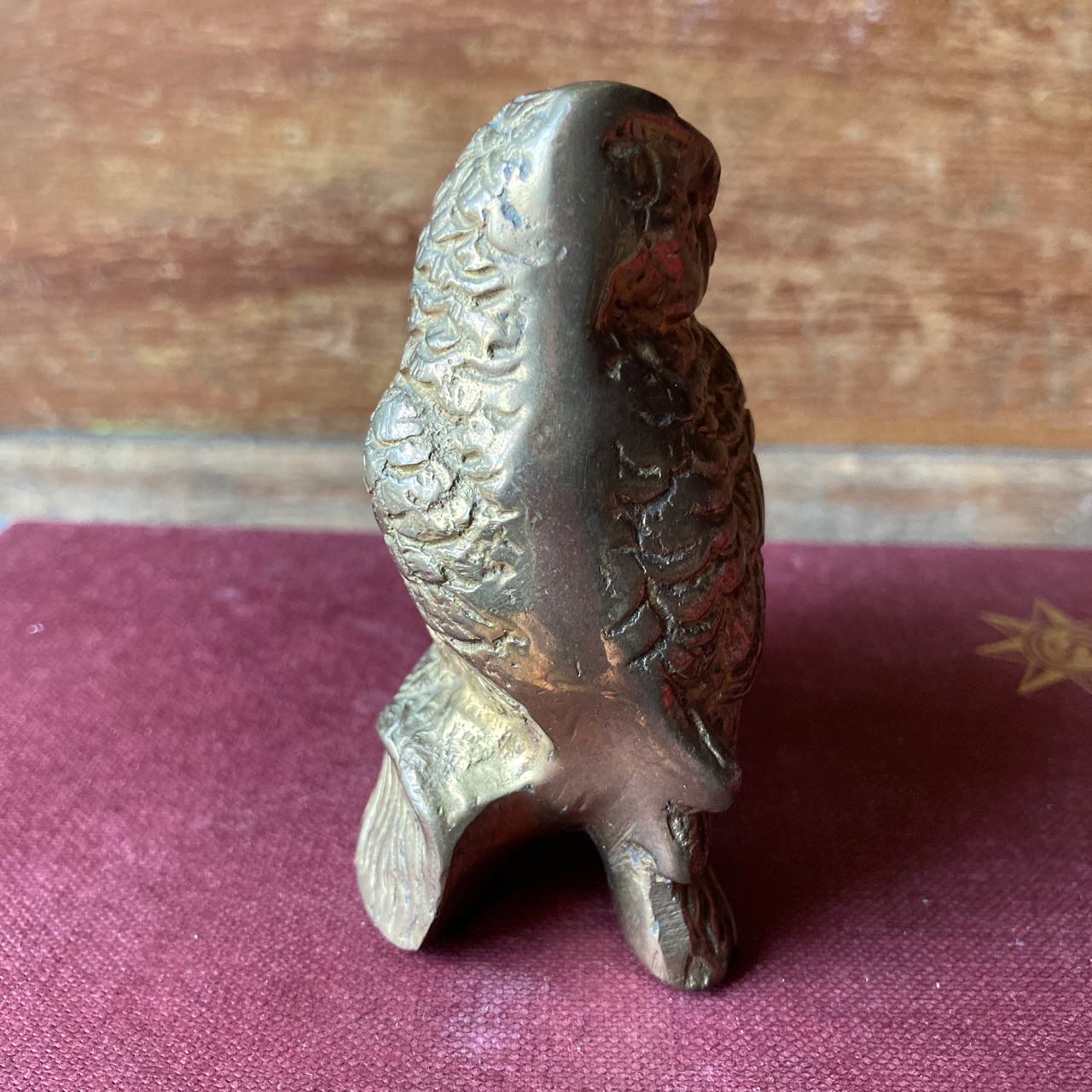 Vintage Solid Brass Owls On A Branch Figurine From India