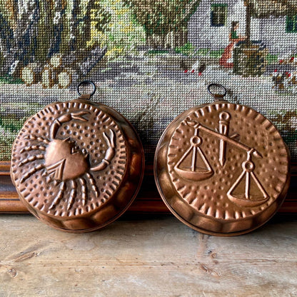 Vintage Italian Copper Baking Moulds Zodiac Signs from 1930 - 1950