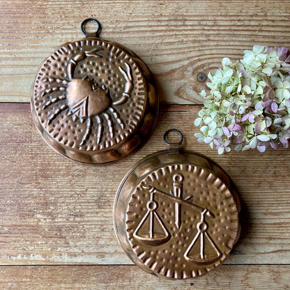 Vintage Italian Copper Baking Moulds Zodiac Signs from 1930 - 1950