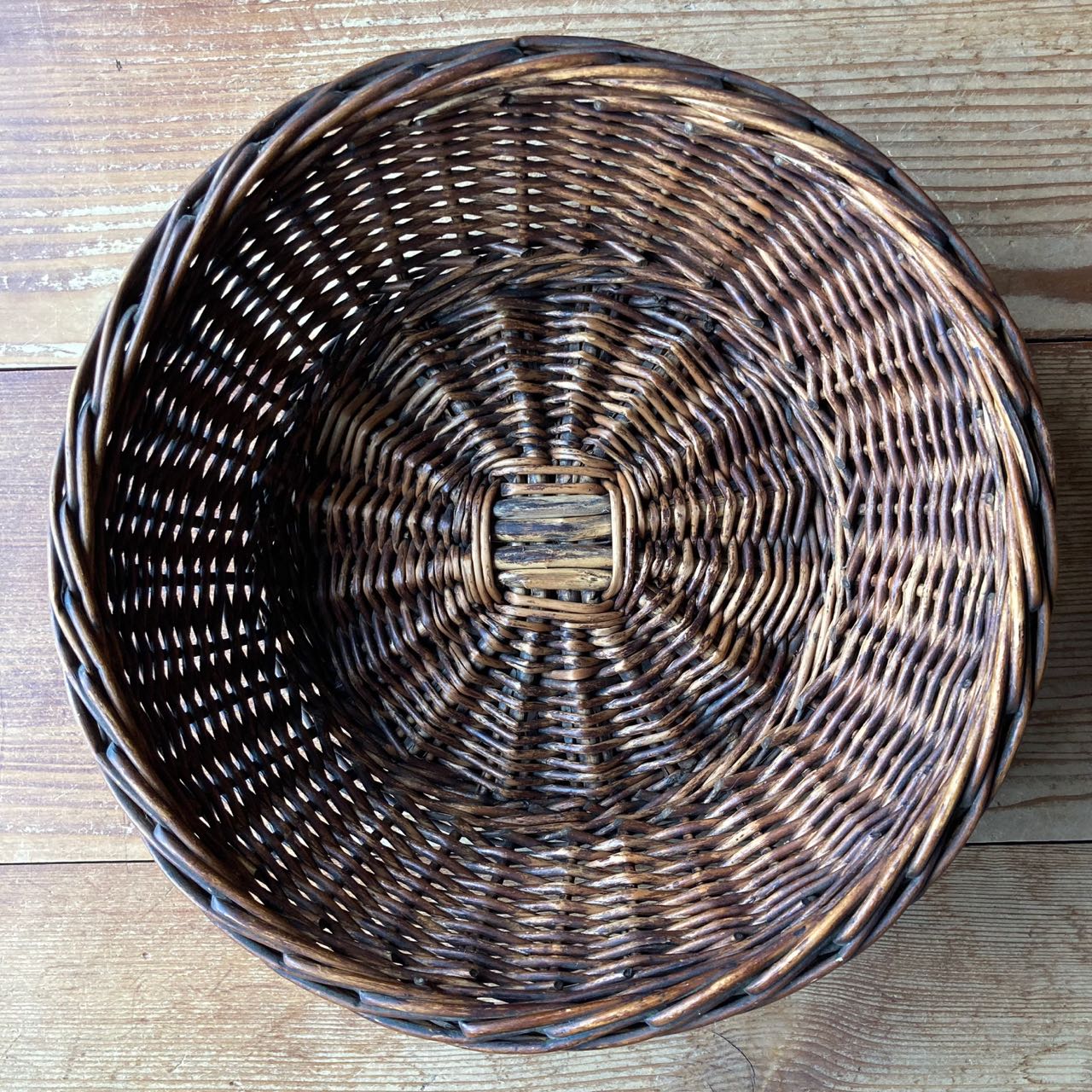 Vintage Swiss Dark Wicker Fruit & Storage Basket