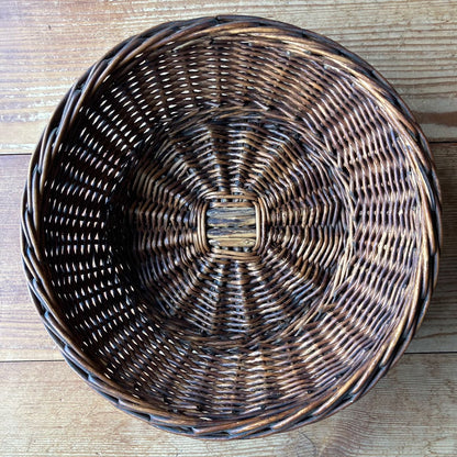 Vintage Swiss Dark Wicker Fruit & Storage Basket