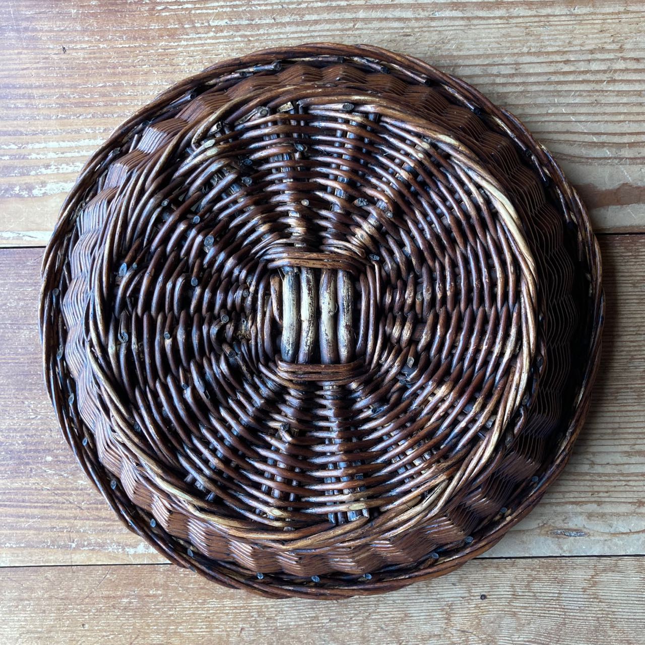 Vintage Swiss Dark Wicker Fruit & Storage Basket