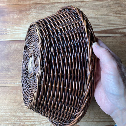 Vintage Swiss Dark Wicker Fruit & Storage Basket