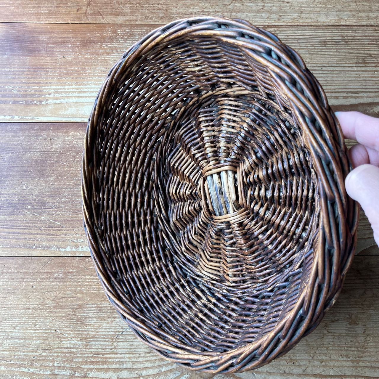 Vintage Swiss Dark Wicker Fruit & Storage Basket