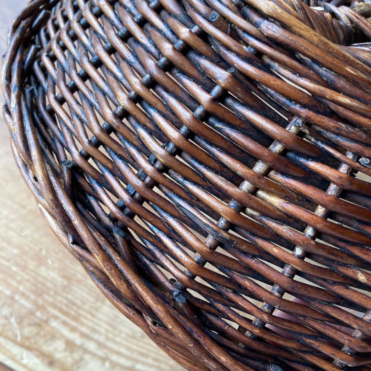 Vintage Swiss Dark Wicker Fruit & Storage Basket