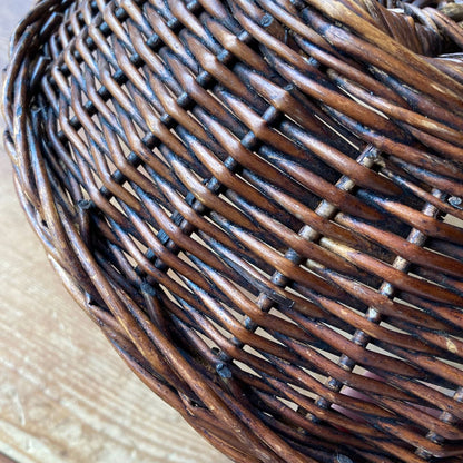 Vintage Swiss Dark Wicker Fruit & Storage Basket